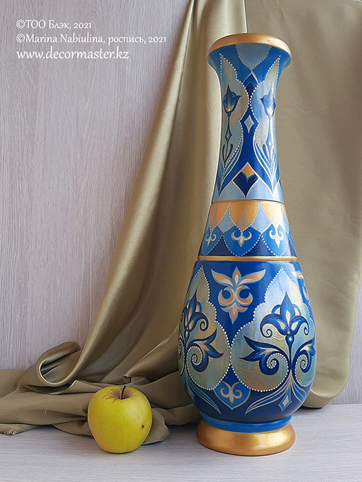 Посуда с казахским орнаментом.Роспись по дереву